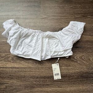 White Off-Shoulder Women's Swim Top